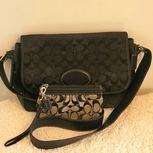 Coach Signature Saddle Handbag with Small Signature Wristlet